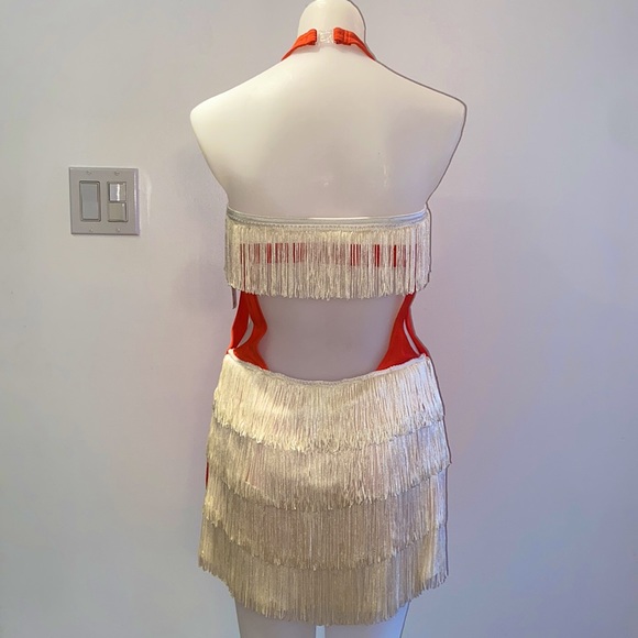 NWT* Orange & Cream Sparkle Fringe Dress - Picture 6 of 8